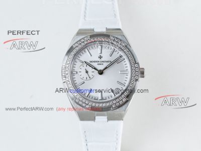 Perfect Replica Vacheron Constantin Overseas 36mm Ladies Watch With White Diamond Bezel 